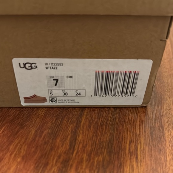 UGG Tazz Platform Slip-On Slippers with Red Trim, size 7 - Picture 4 of 6